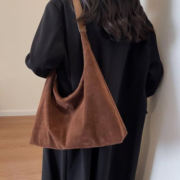 Suede Tote Bag Women Large Slouchy Shoulder Purse Travel Fashion - Picture 2 of 7